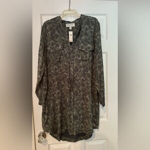 Anthropology Camouflage shirt dress size XL